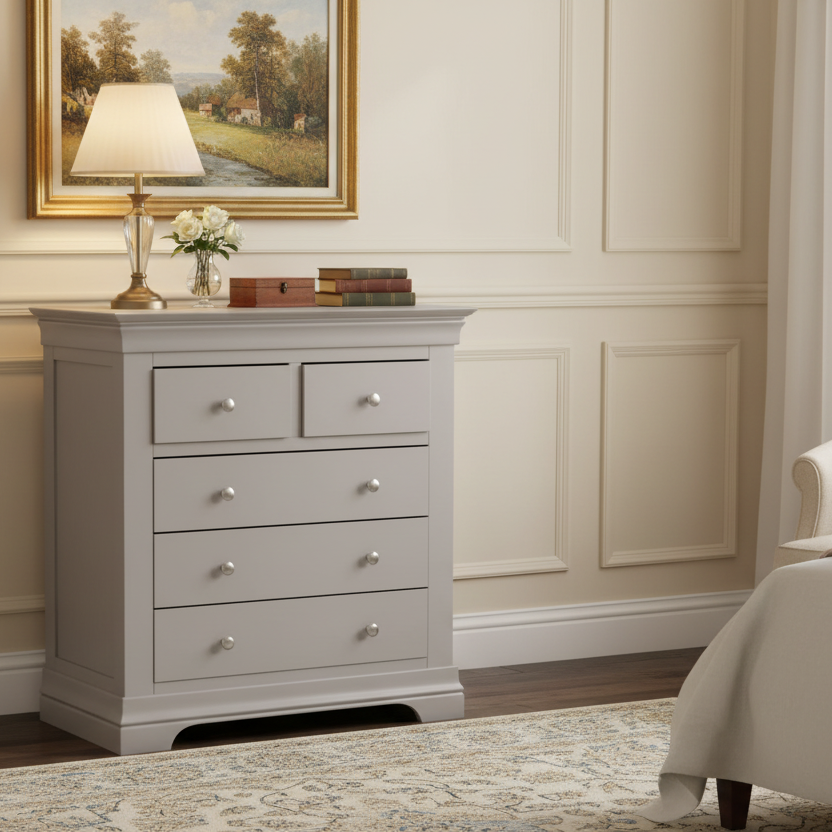 Province 2 over 3 Drawer Chest - Grey