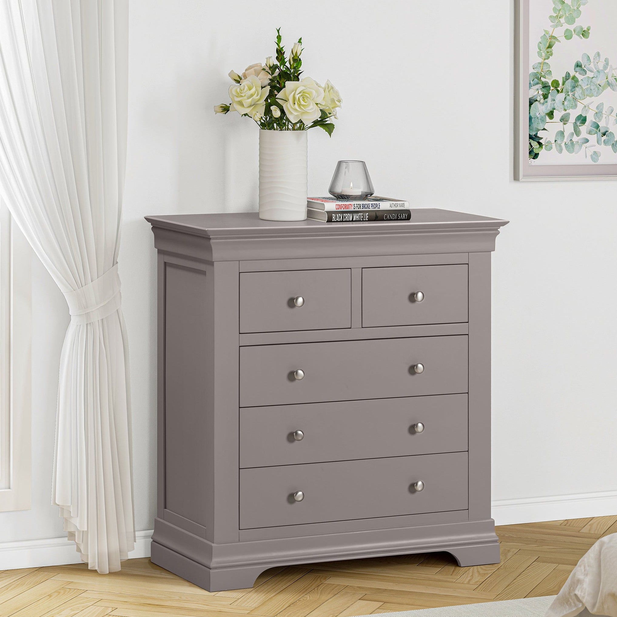 Province 2 over 3 Grey Drawer Chest
