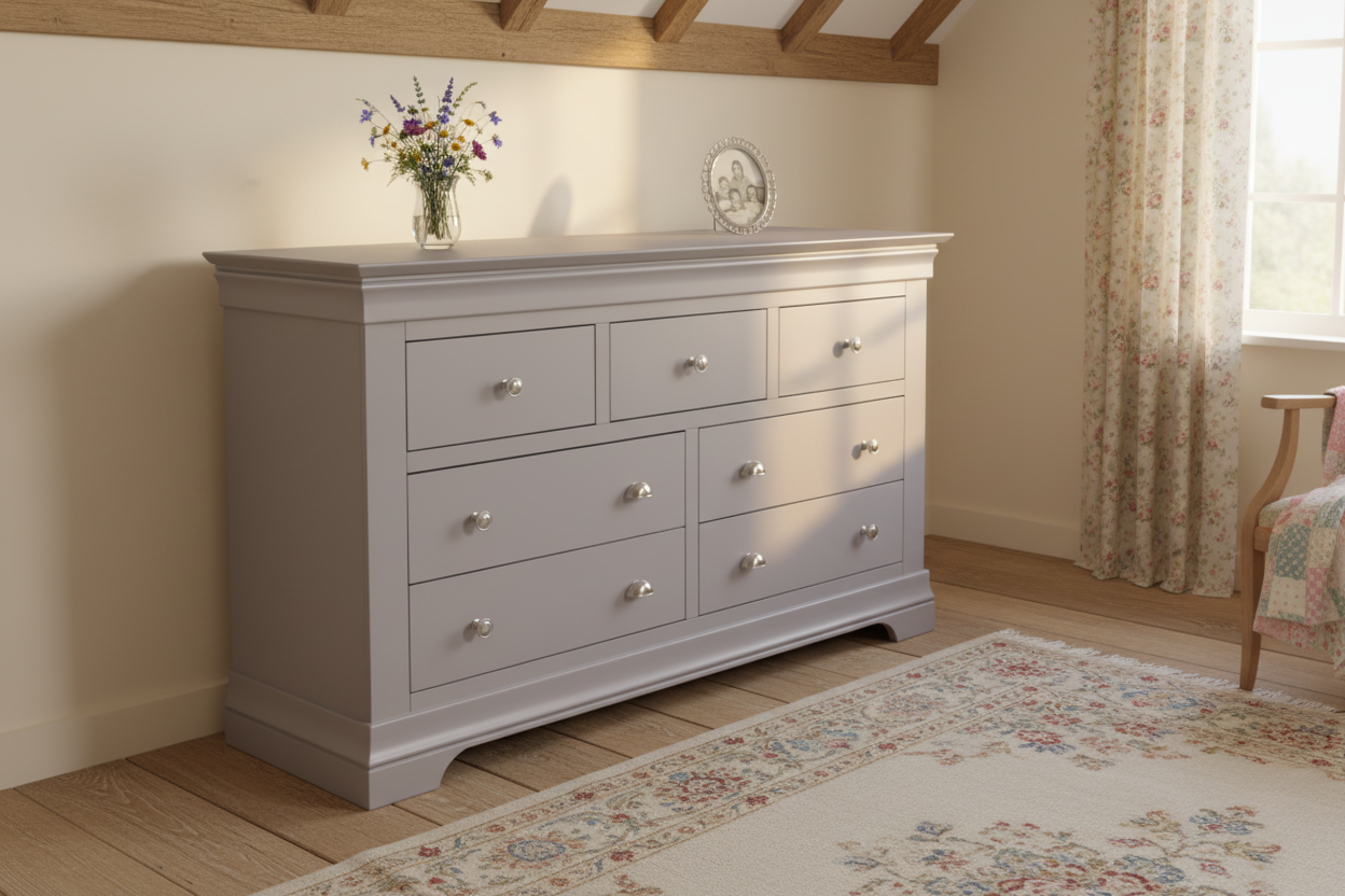Province 3 over 4 Drawer Chest - Grey
