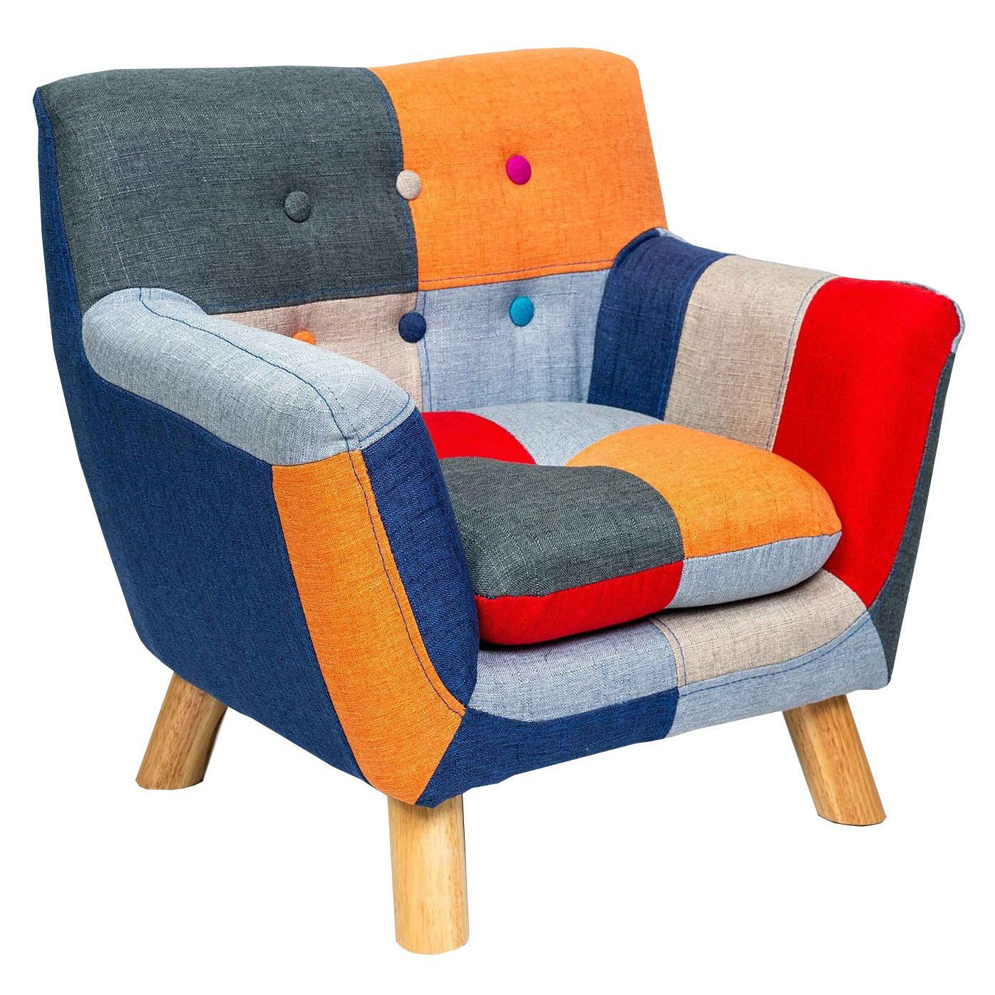 Annah Linen Patchwork Multicolour Kids Armchair