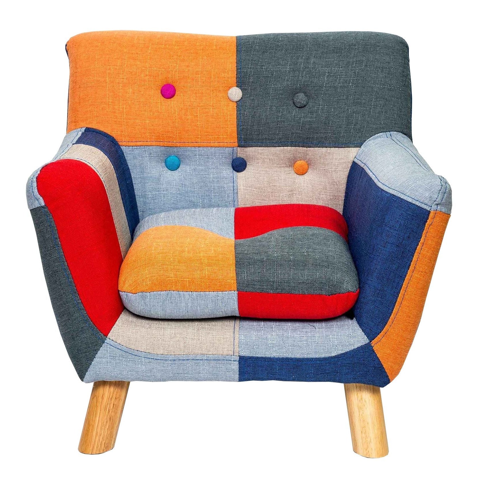 Annah Linen Patchwork Multicolour Kids Armchair