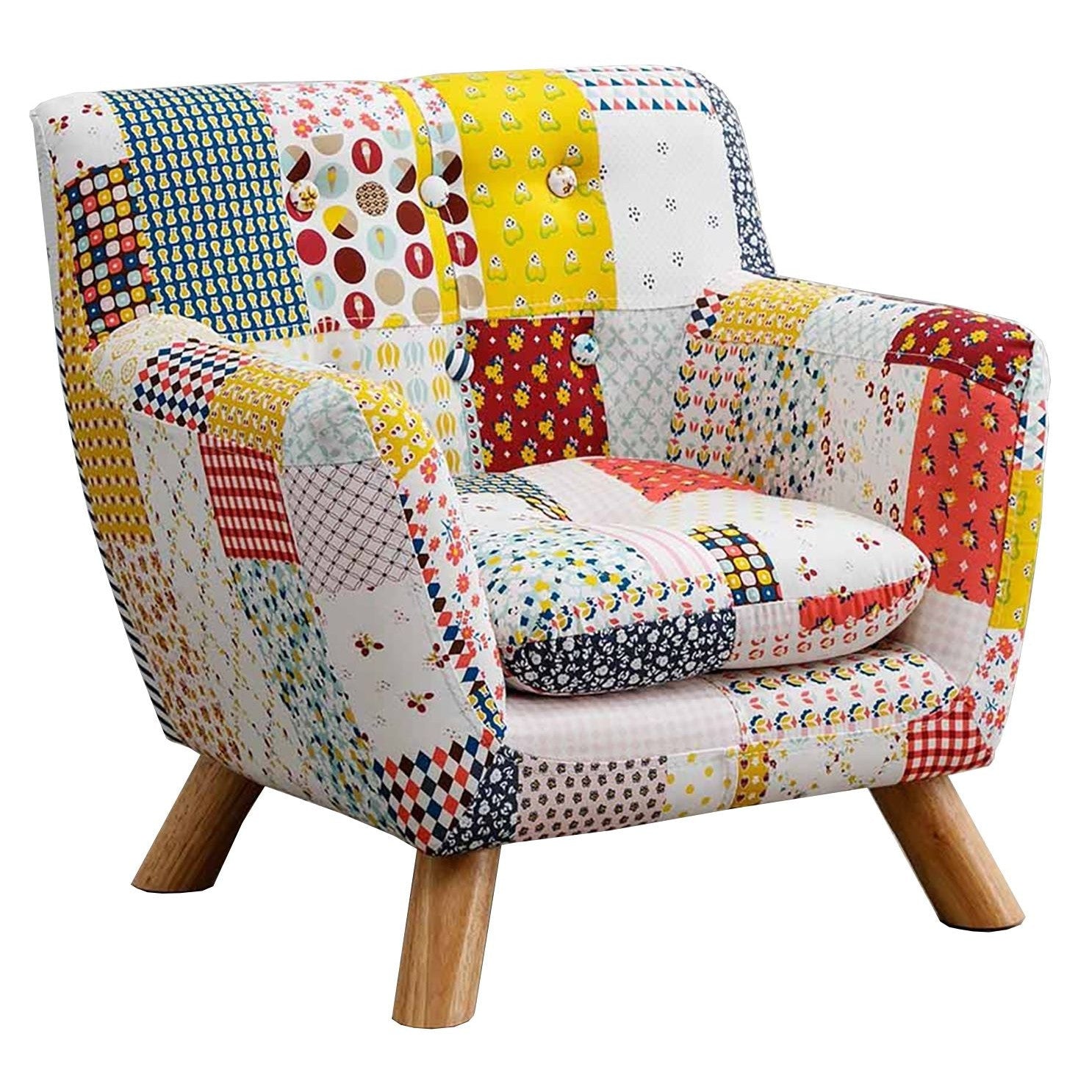 Annah Linen Patchwork Floral Kids Armchair