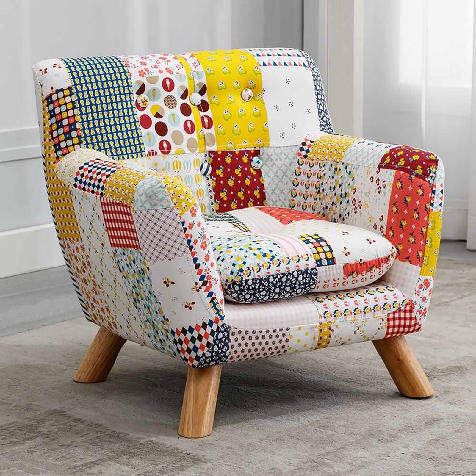 Annah Linen Patchwork Floral Kids Armchair
