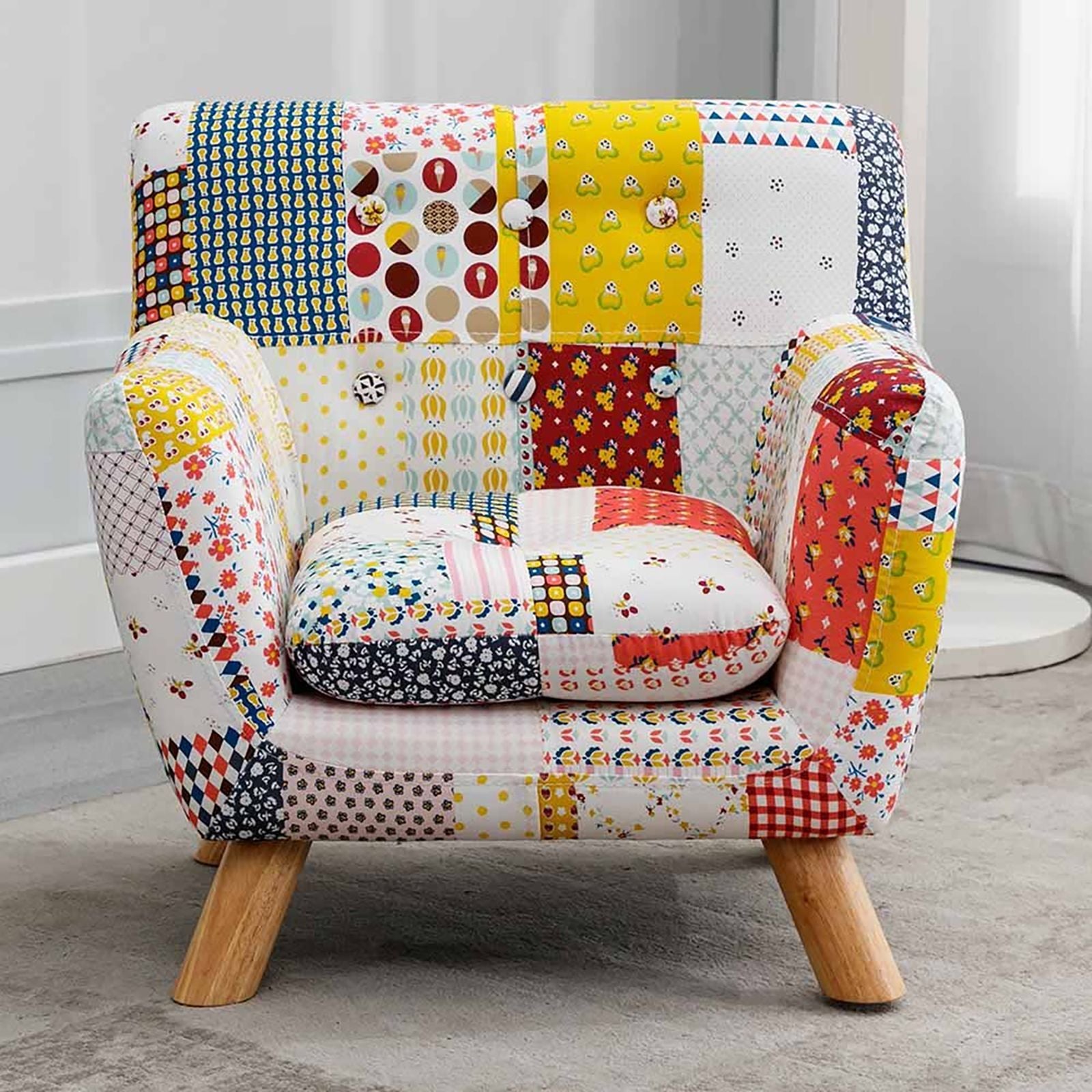 Annah Linen Patchwork Floral Kids Armchair