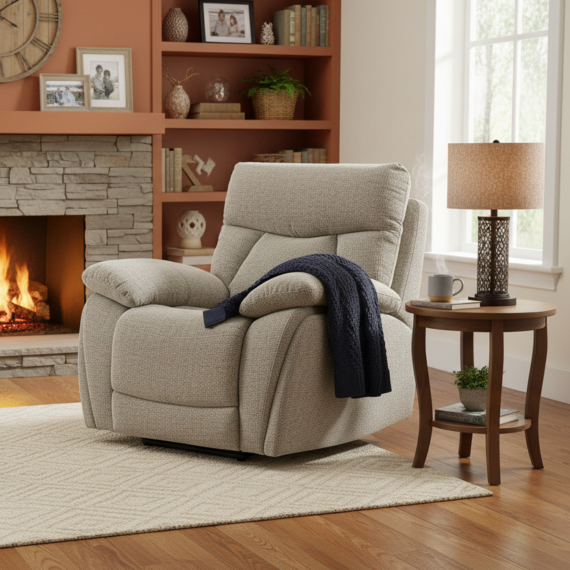 Boston Beige Electric Reclining Armchair