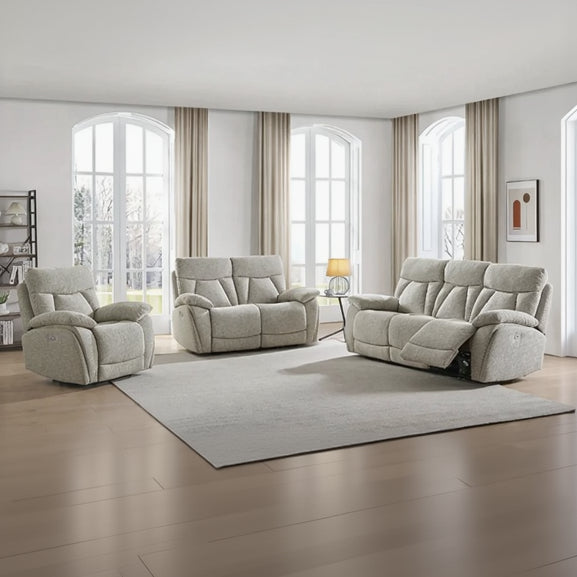 Boston Beige Electric Reclining 3 Seater