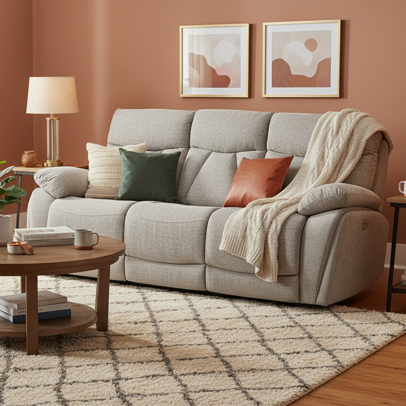 Boston Beige Electric Reclining 3 Seater