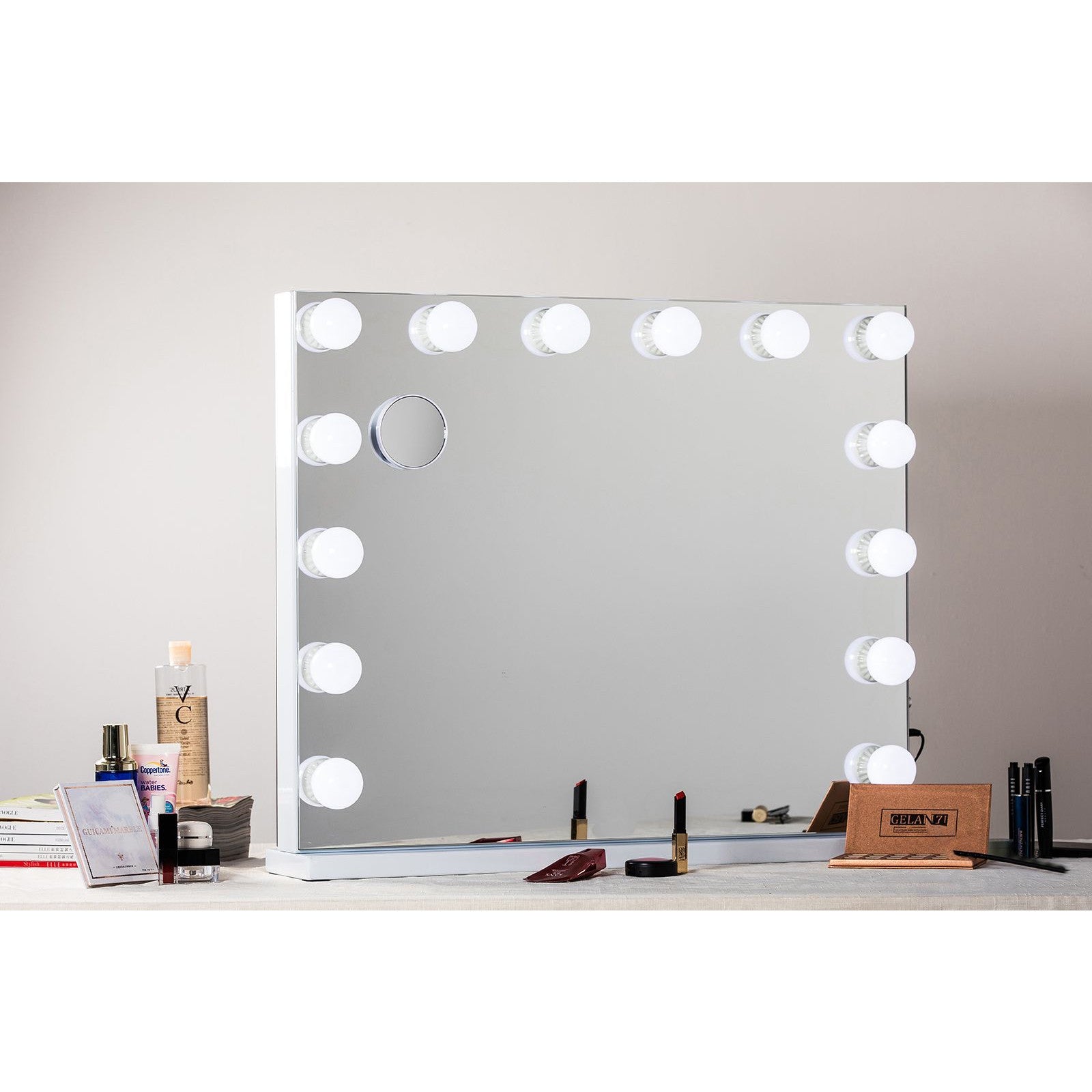 Hollywood 14/15 Bulb Mirror & Kneehole