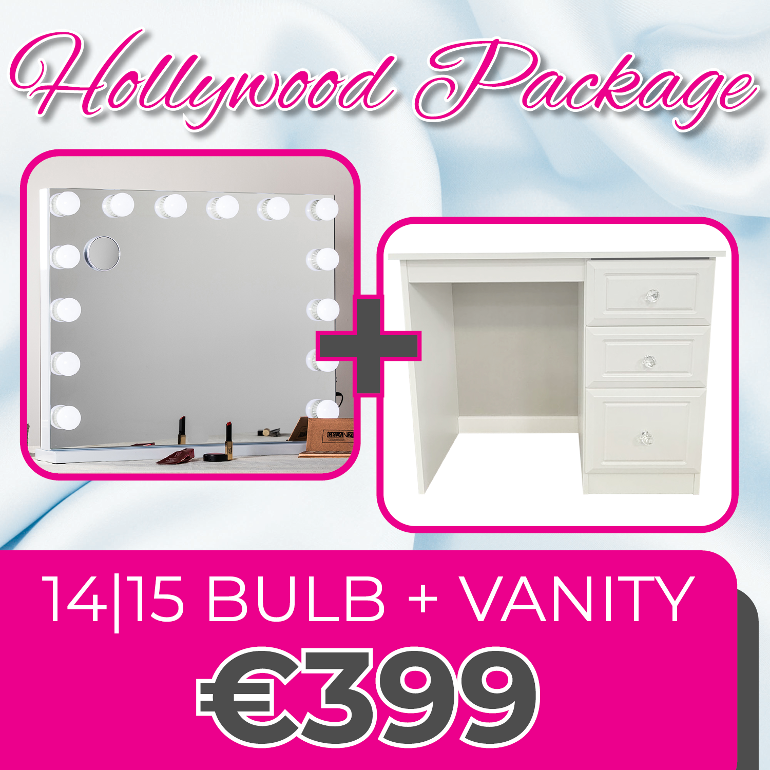 Hollywood 14/15 Bulb Mirror & Vanity Unit
