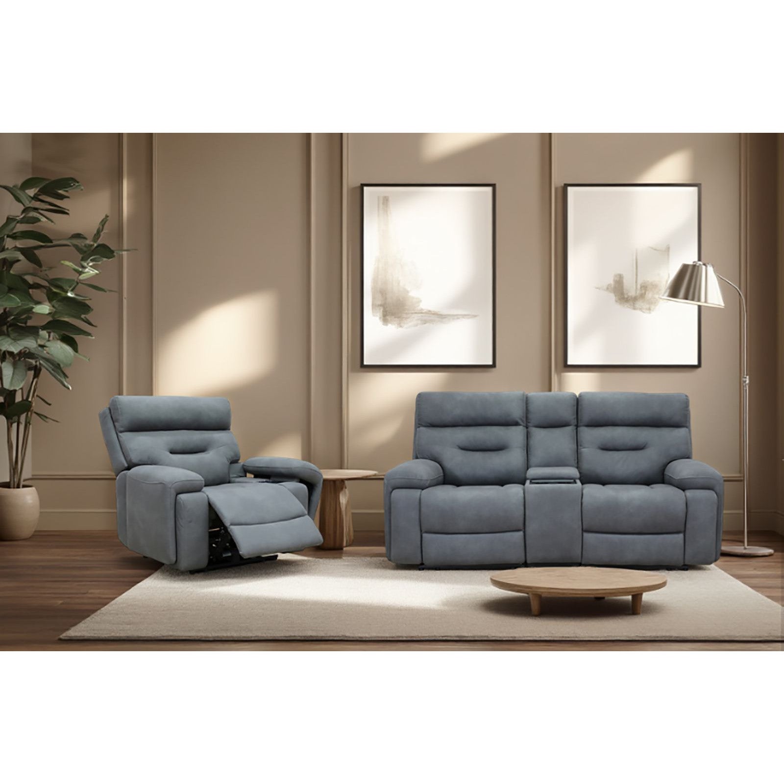Cinema PLUS 3 Seater Fabric Power Recliner Sofa with Power Headrests