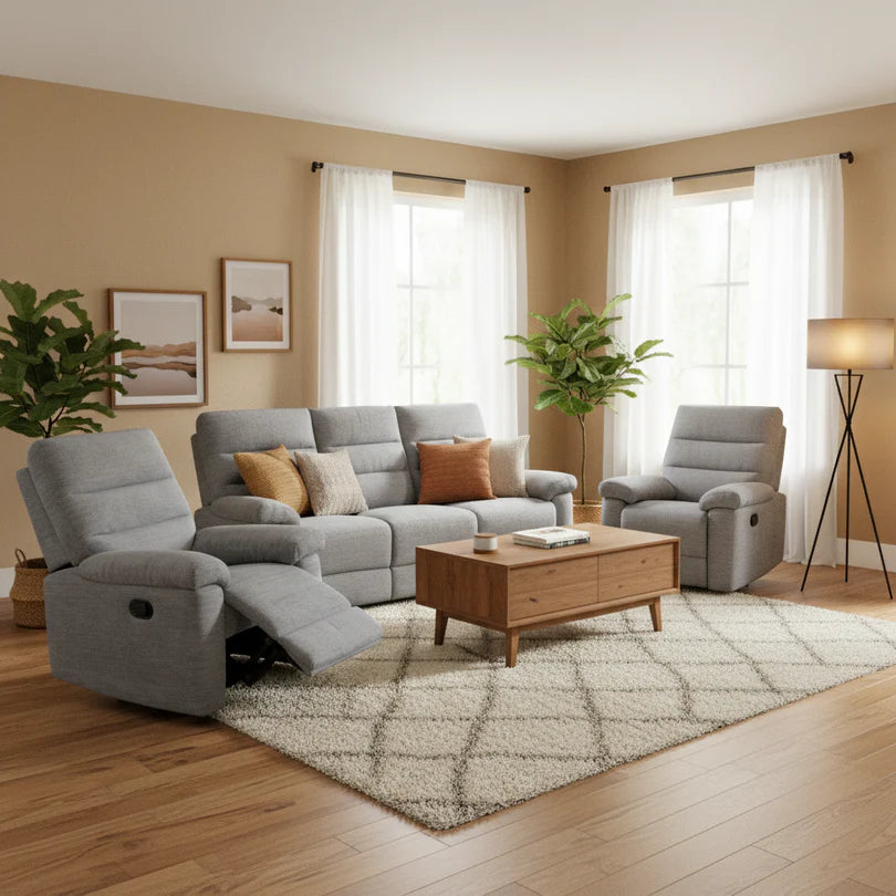 Kia Manual Reclining 3 + 1 + 1 Seater Sofa & Armchair Bundle