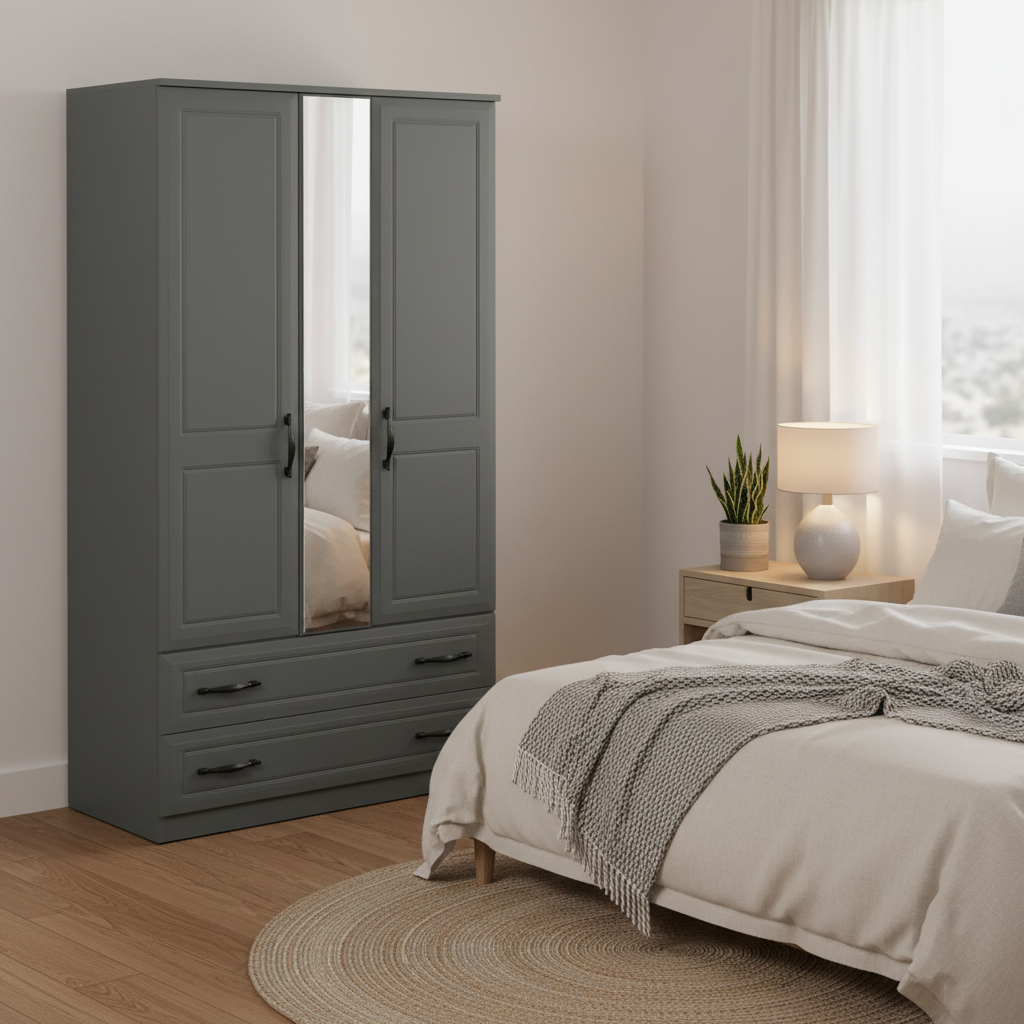 Metro 3ft Two Drawer Mirror Wardrobe