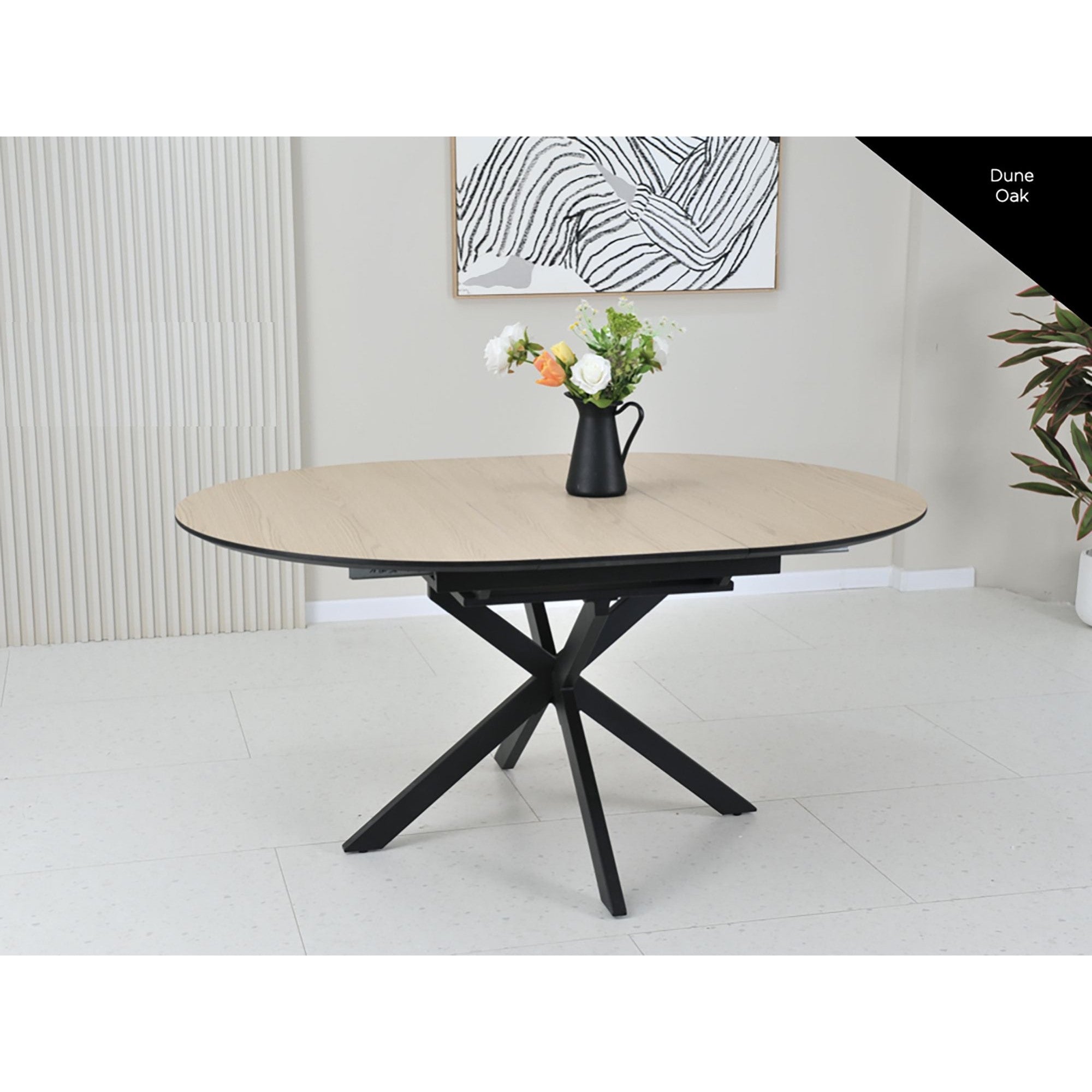 Infiniti Oak Extending Round Dining Table 1.2 to 1.6m