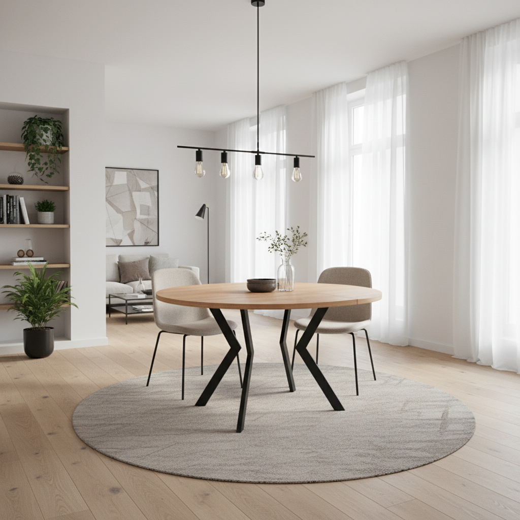 Adelaide Oak Round Dining Table - 120 to 160cm