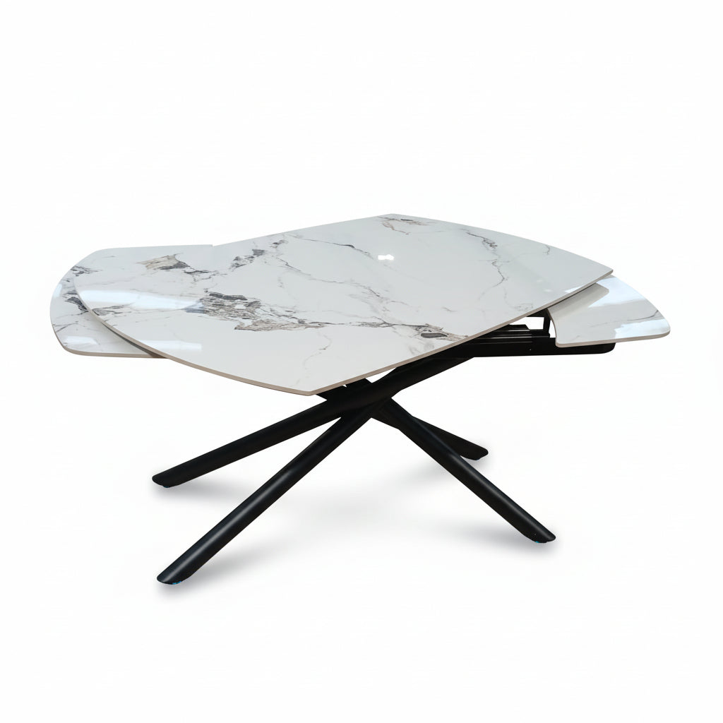 Astrid Gloss Marble Ceramic Dining Table - 140 to 200cm