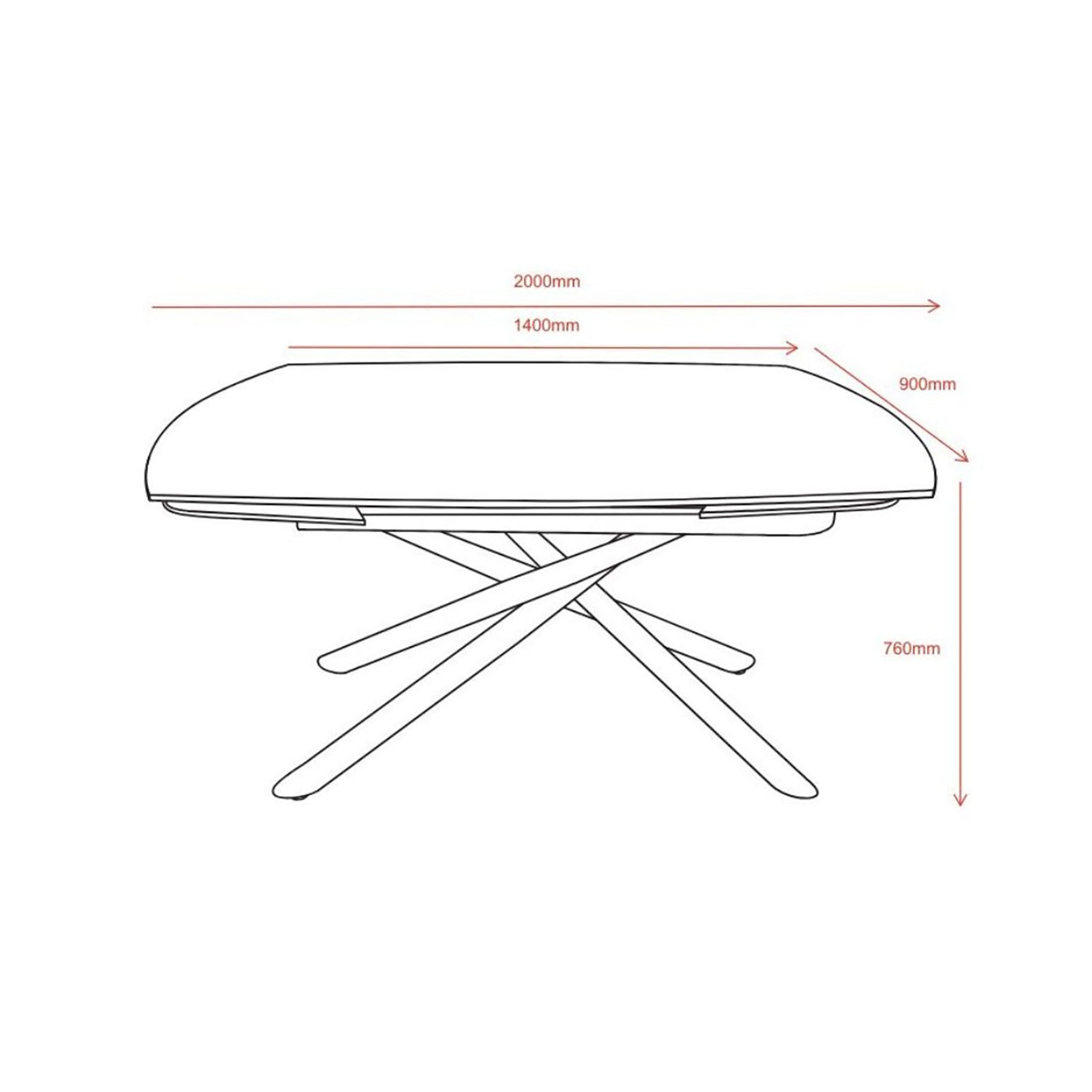 Astrid Gloss Marble Ceramic Dining Table - 140 to 200cm