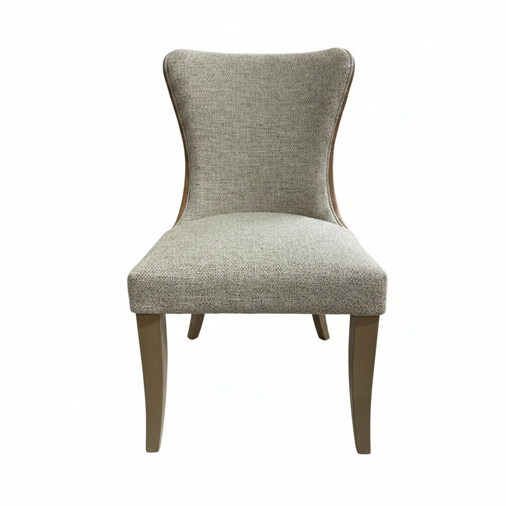 Duke Tan PU Leather | Beige Fabric Dining Chair