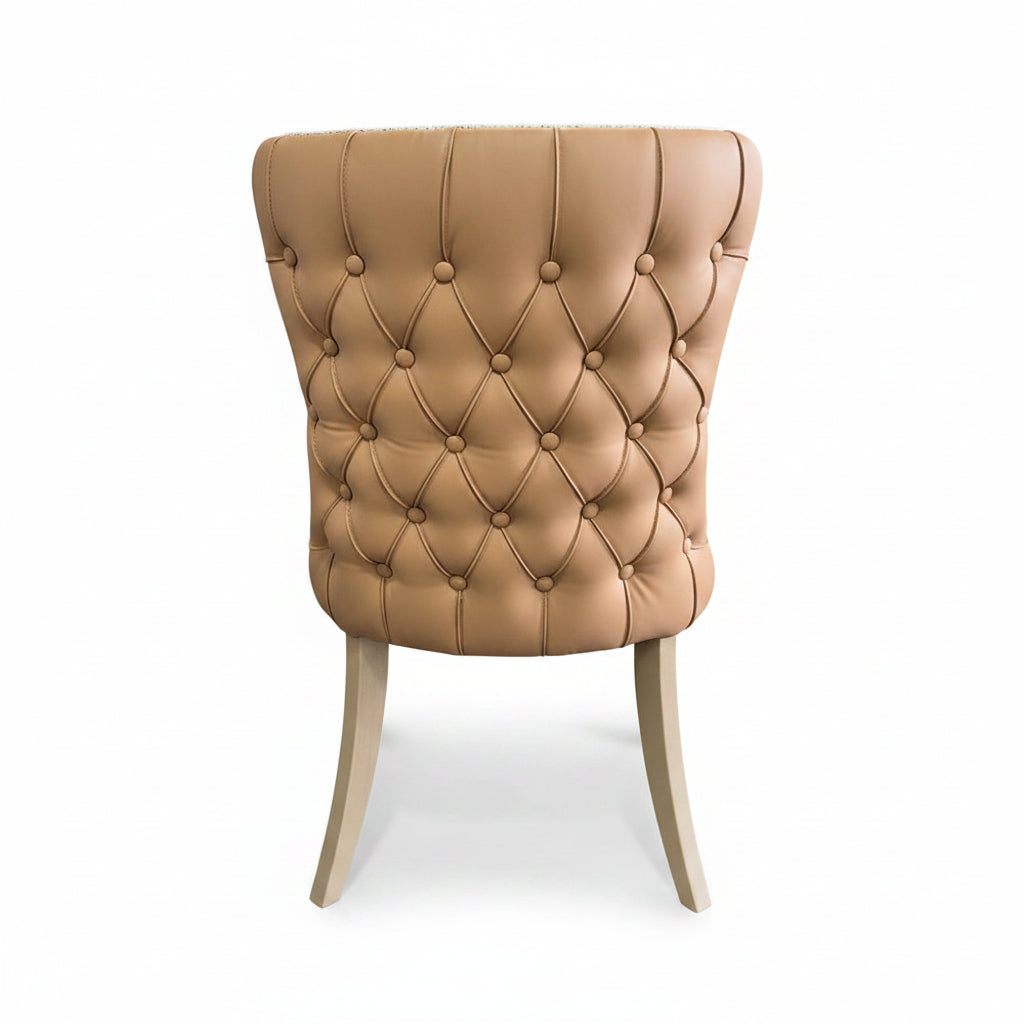 Duke Tan PU Leather | Beige Fabric Dining Chair