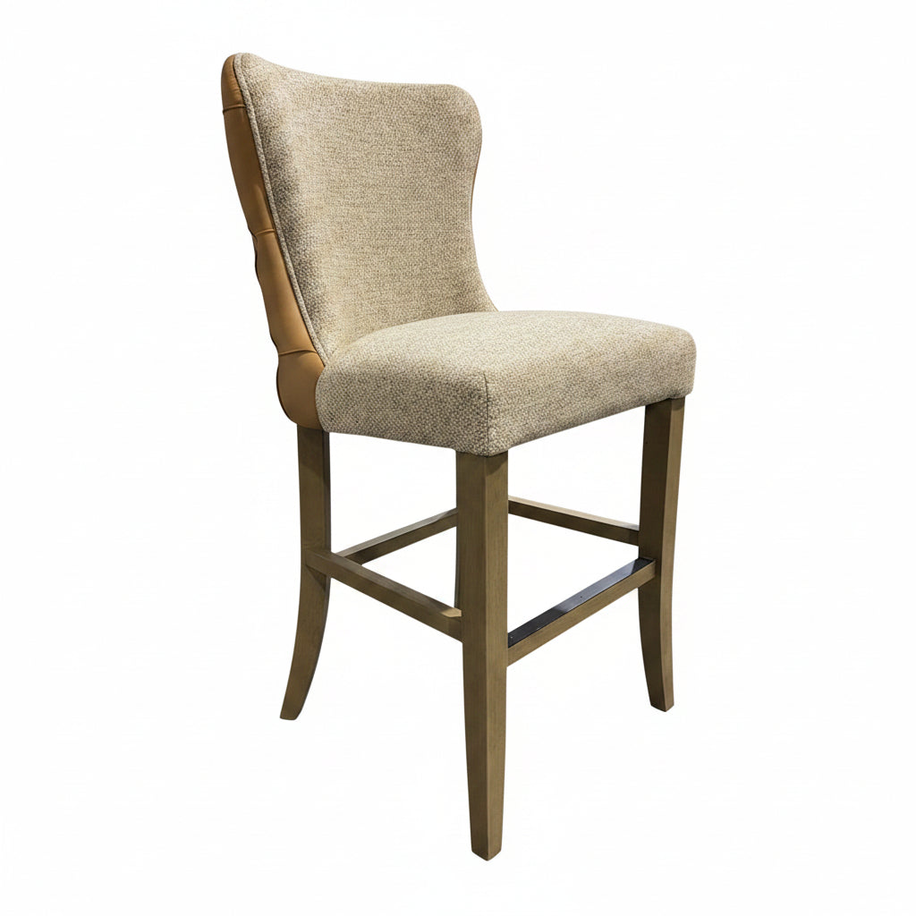 Duke Tan PU Leather | Beige Fabric Counter Stool