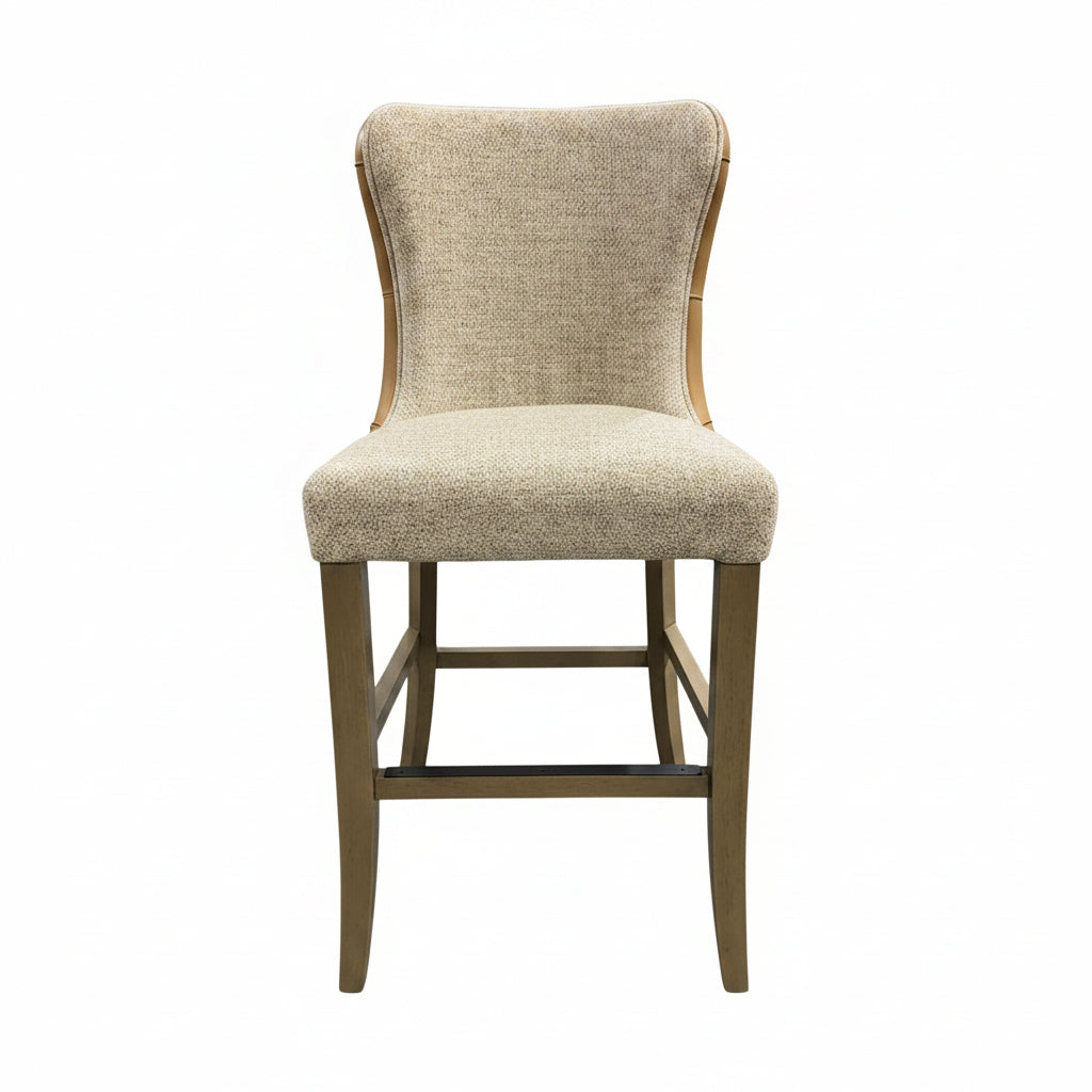 Duke Tan PU Leather | Beige Fabric Counter Stool