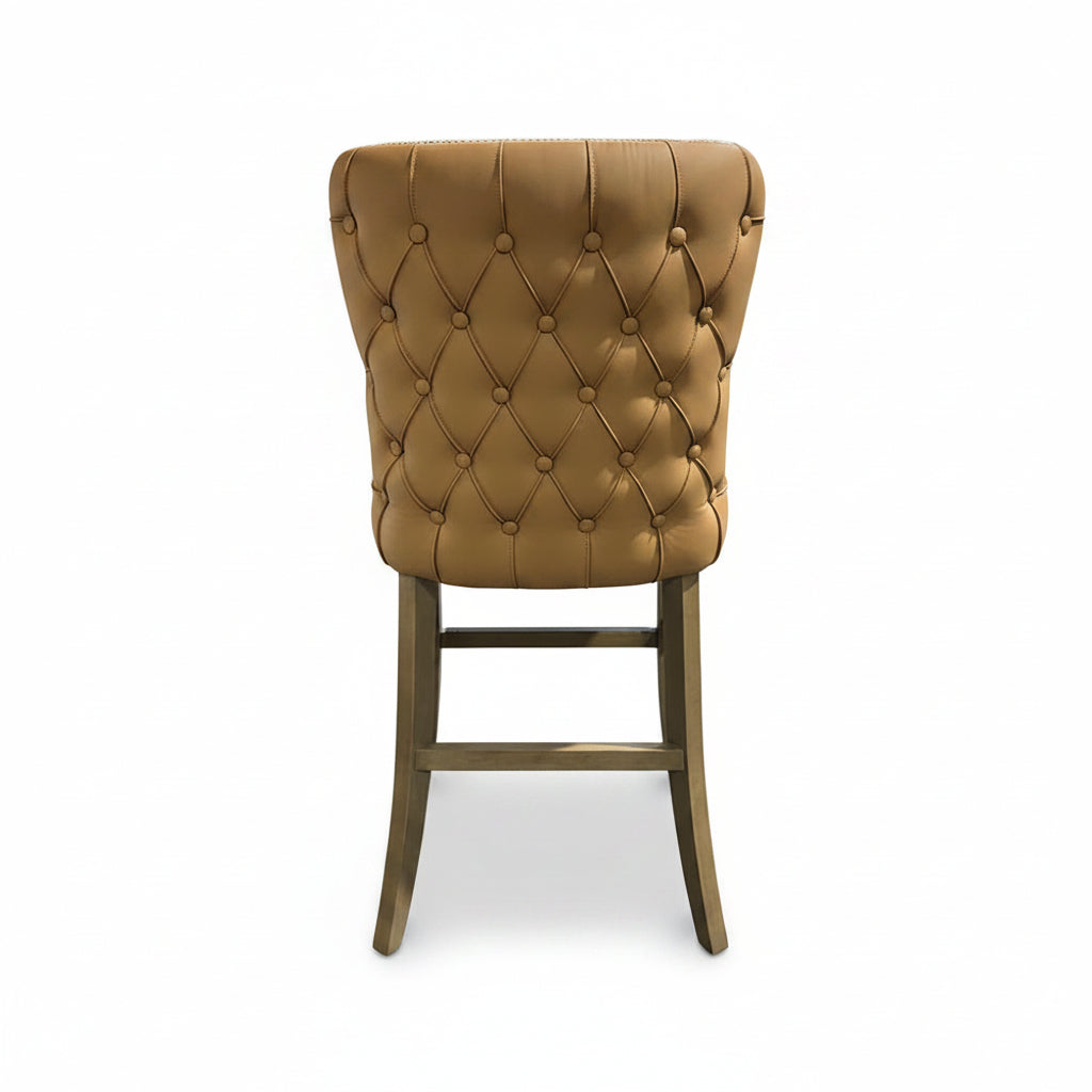 Duke Tan PU Leather | Beige Fabric Counter Stool
