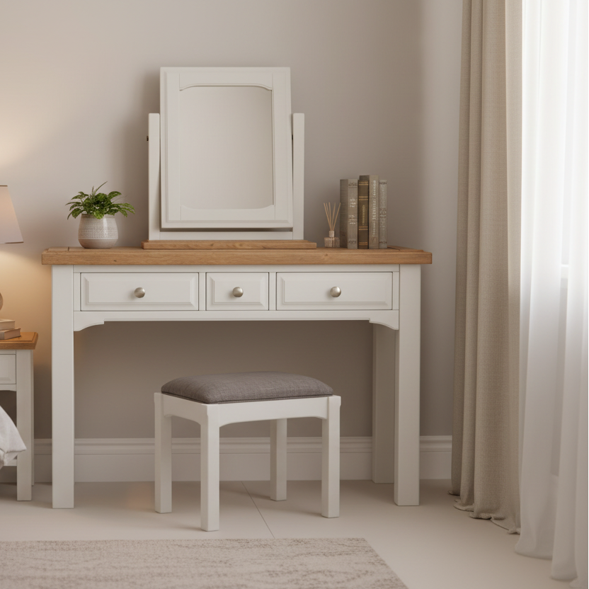 Eden Oak Dressing Table | Mirror | Stool