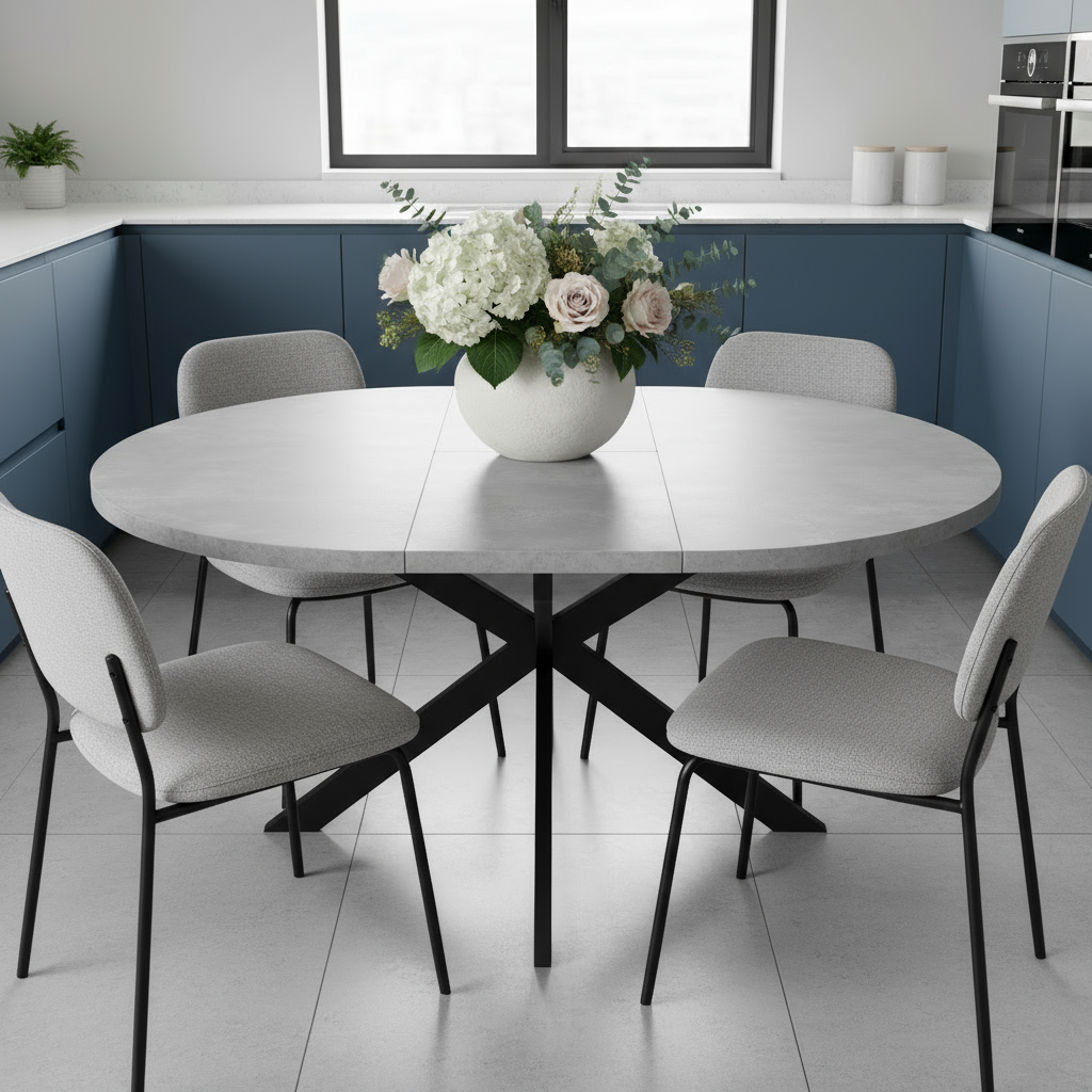 Greystones Concrete Round Extending Dining Table