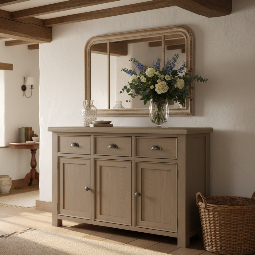 Hodson Oak 3 Door Sideboard
