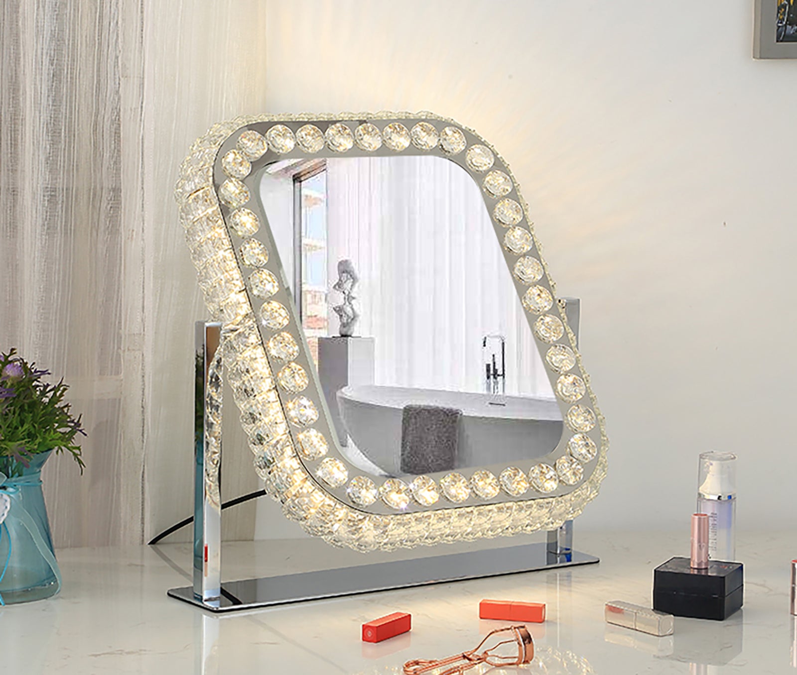Hollywood Crystal Swivel Mirror & Vanity Unit