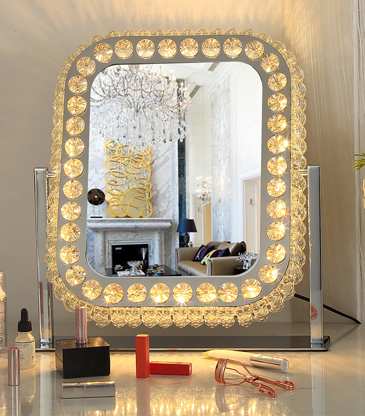 Hollywood Crystal Swivel Mirror & Vanity Unit