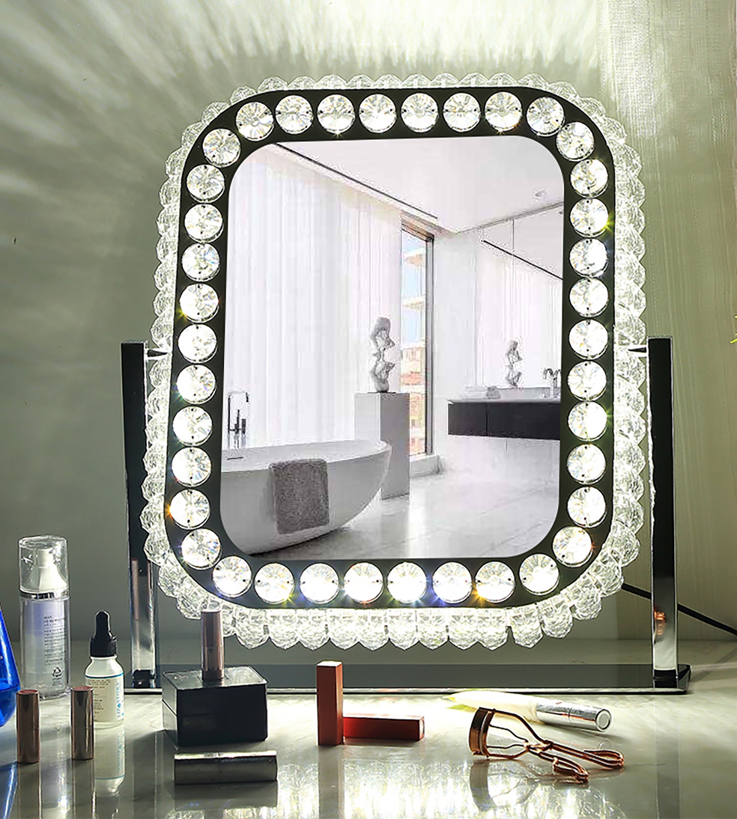 Hollywood Crystal Swivel Mirror & Vanity Unit