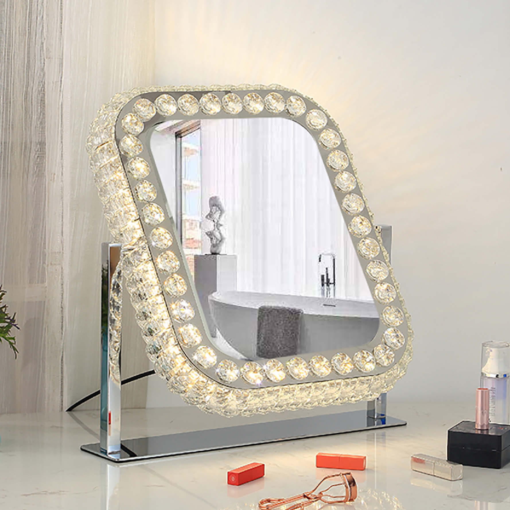 Hollywood California Crystal Swivel Mirror 400 x 500 mm PORTRAIT