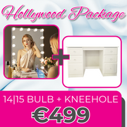 Hollywood 14/15 Bulb Mirror & Kneehole