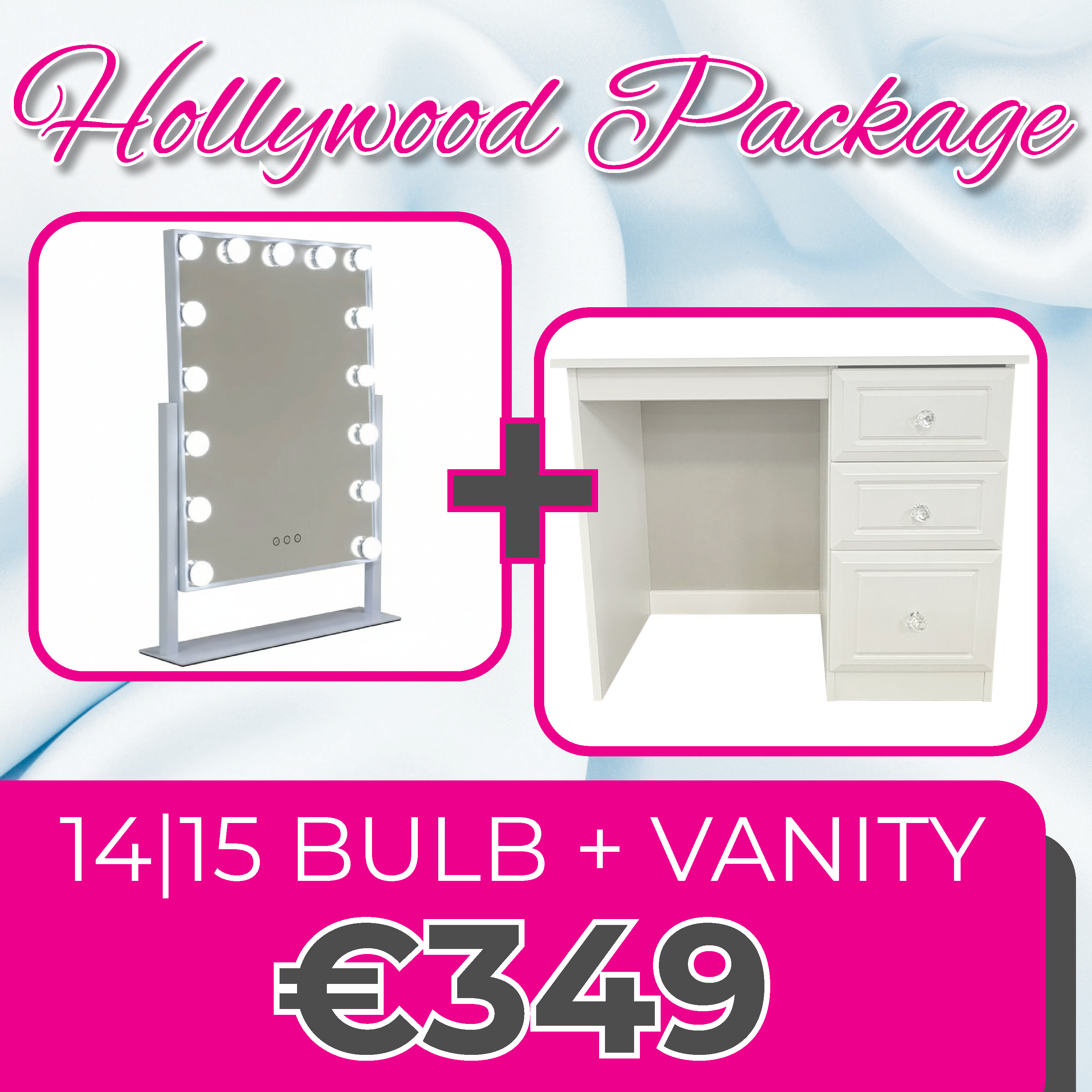 Hollywood 14/15 Bulb Mirror & Vanity Unit