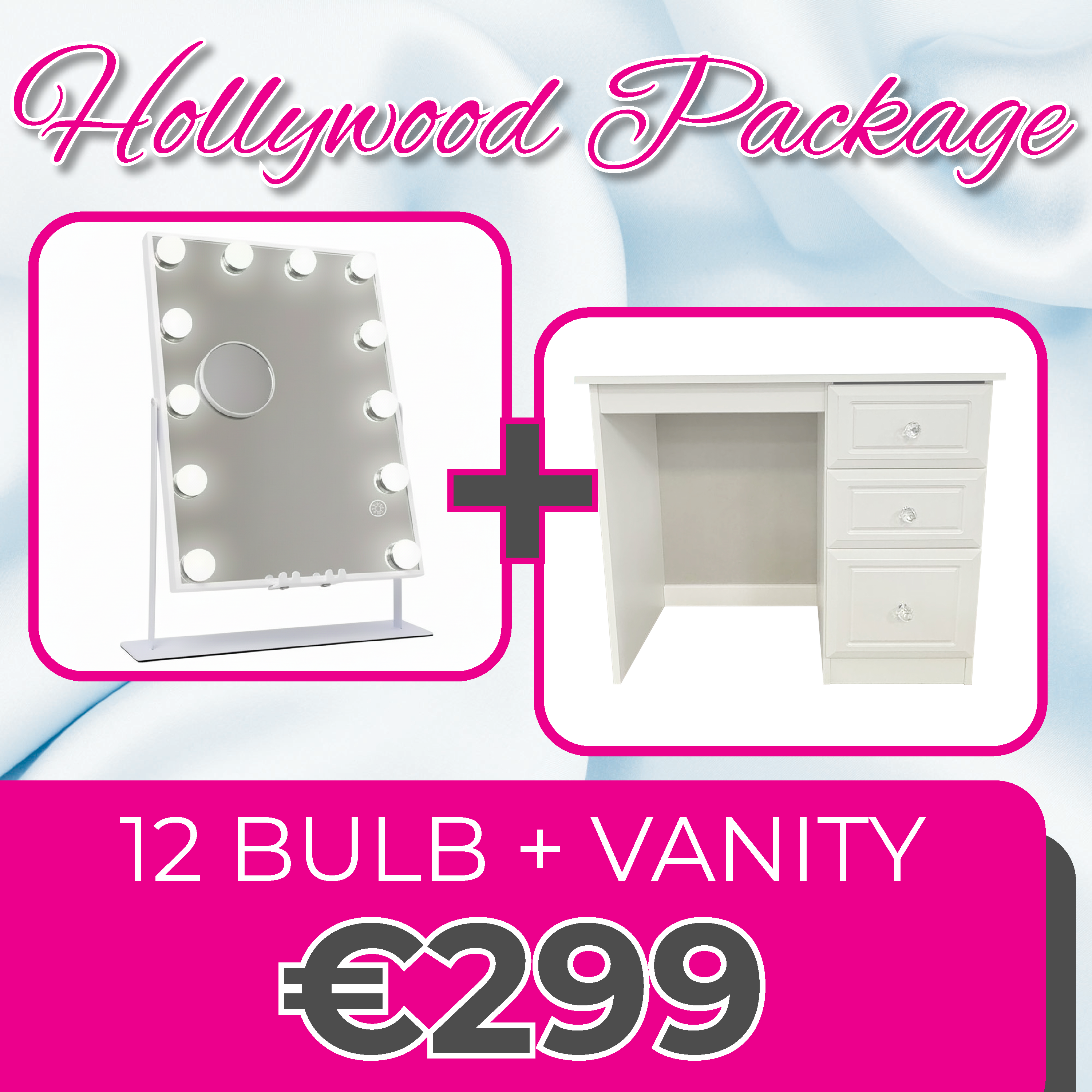Hollywood 12 Bulb Mirror & Vanity Unit