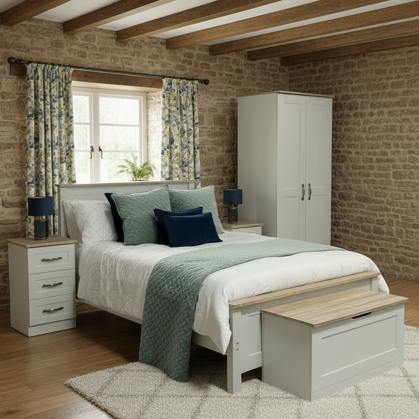 Shaker 2ft6 Plain Wardrobe with Oak Top