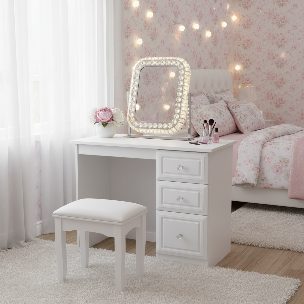 Hollywood Crystal Swivel Mirror & Vanity Unit