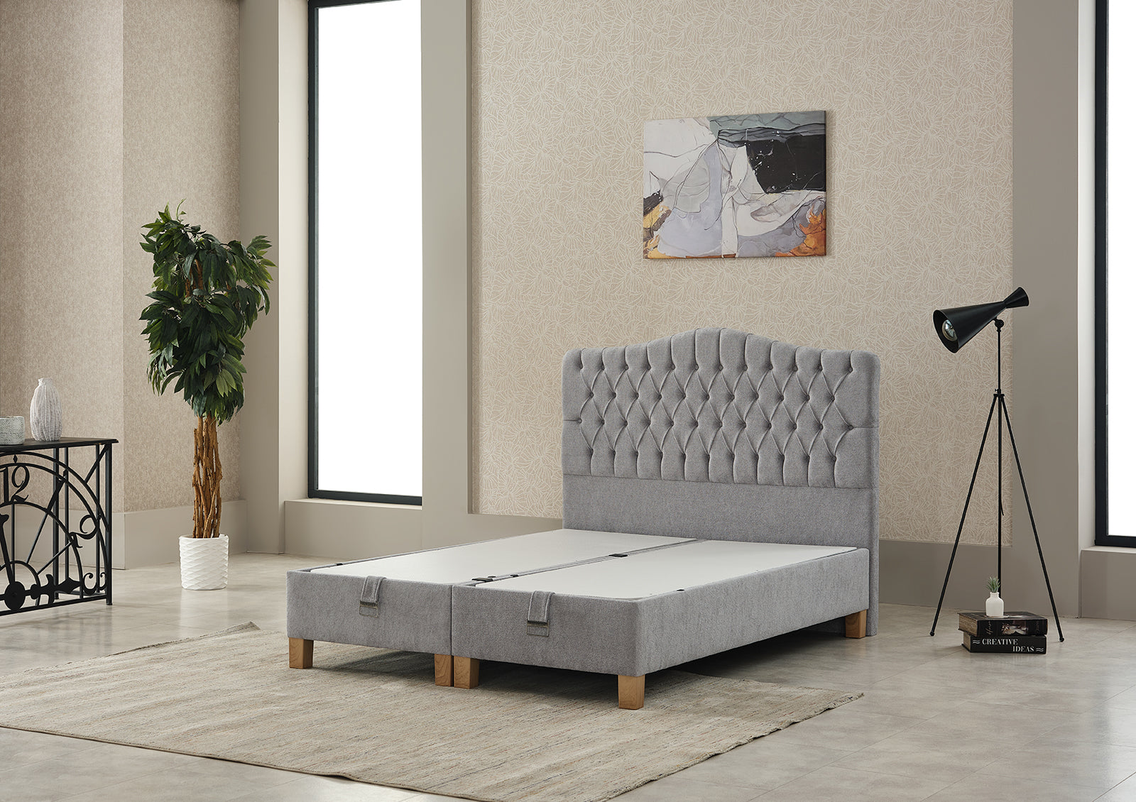Lebrun Ottoman - Silver Fabric