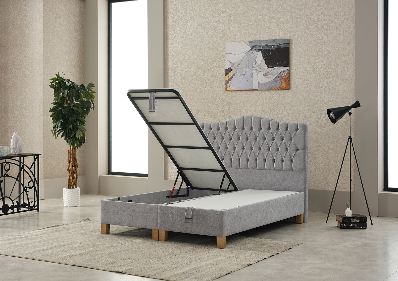 Lebrun Ottoman - Silver Fabric