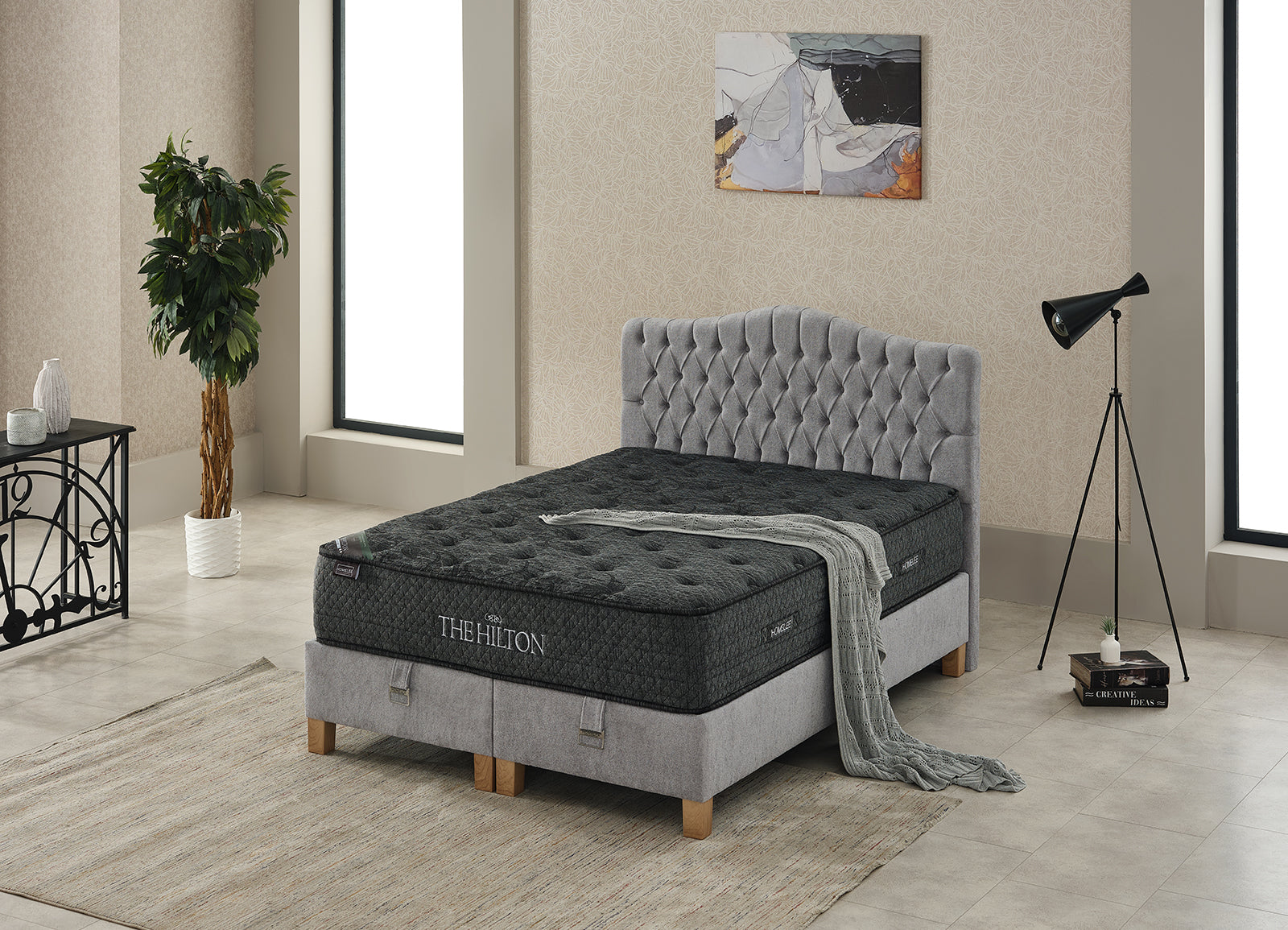 Lebrun Ottoman - Silver Fabric