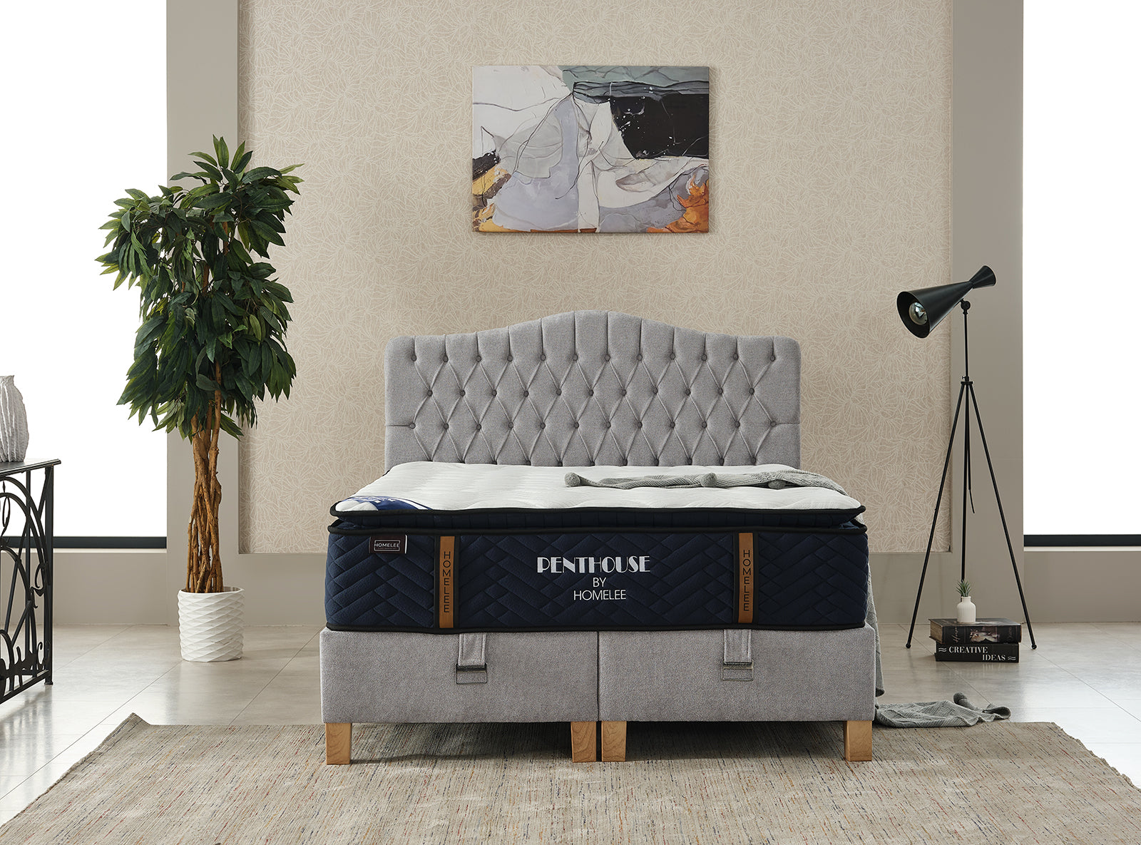 Lebrun Ottoman - Silver Fabric