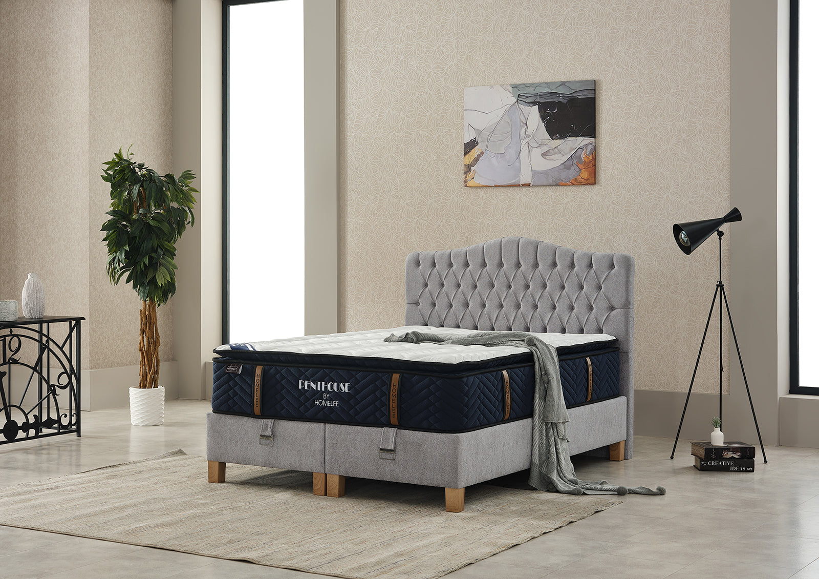 Lebrun Ottoman - Silver Fabric