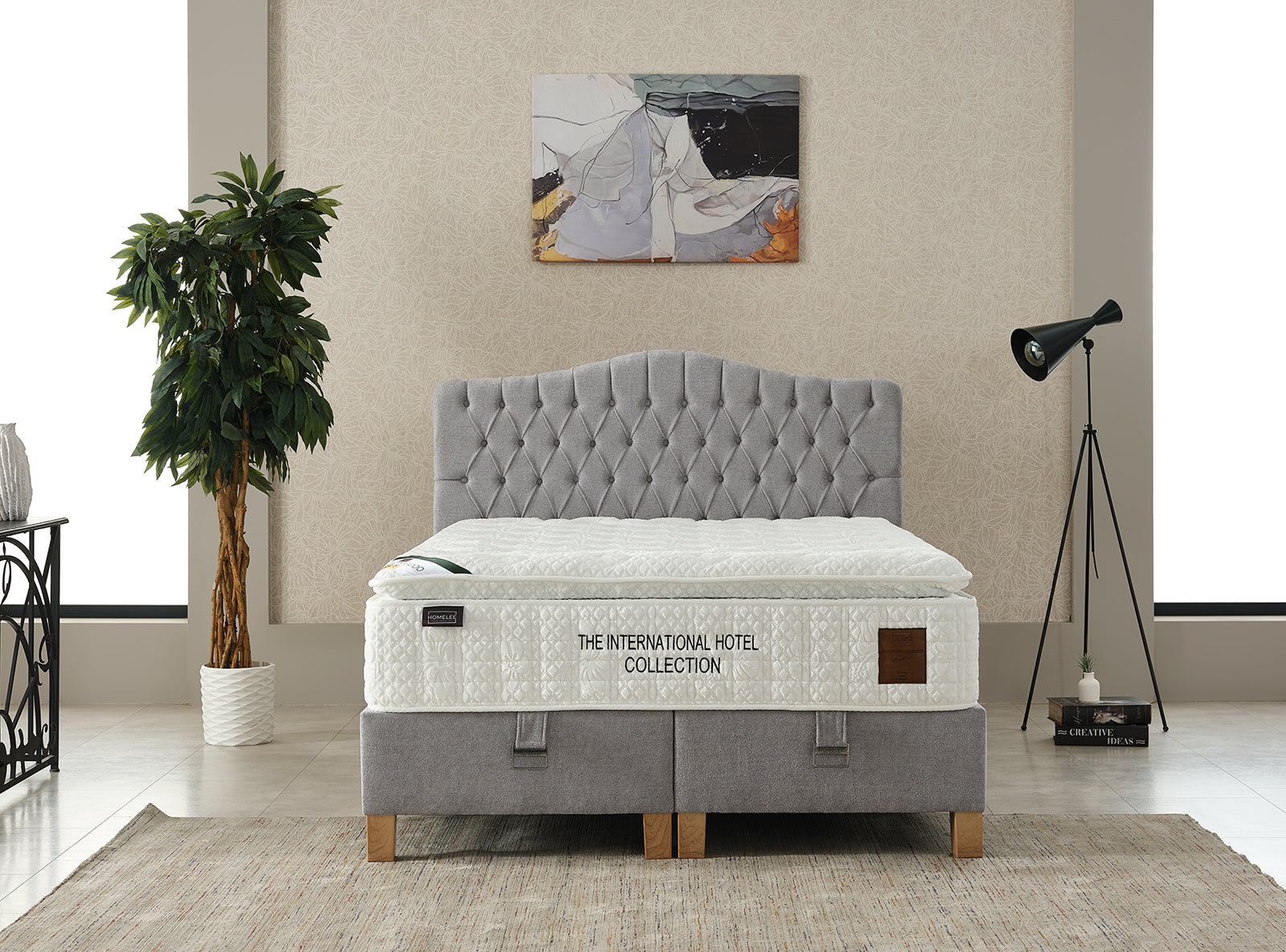 Lebrun Ottoman - Silver Fabric