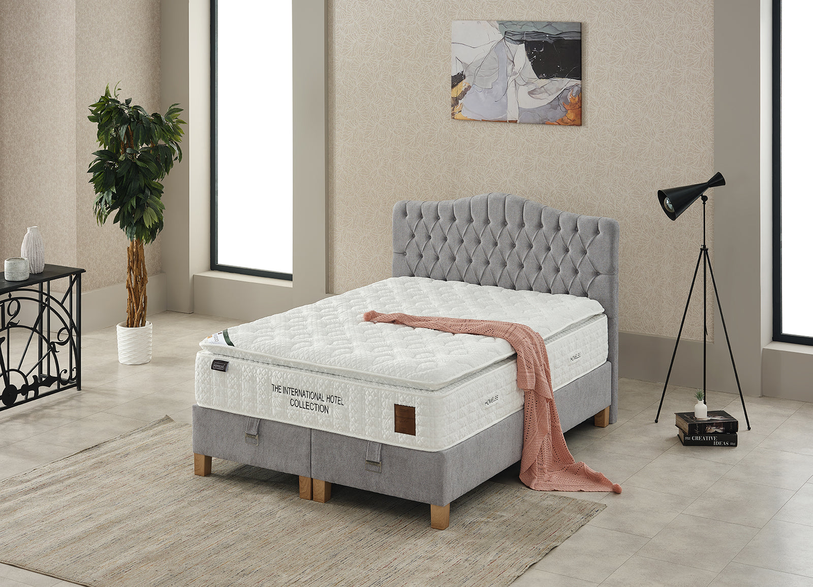 Lebrun Ottoman - Silver Fabric