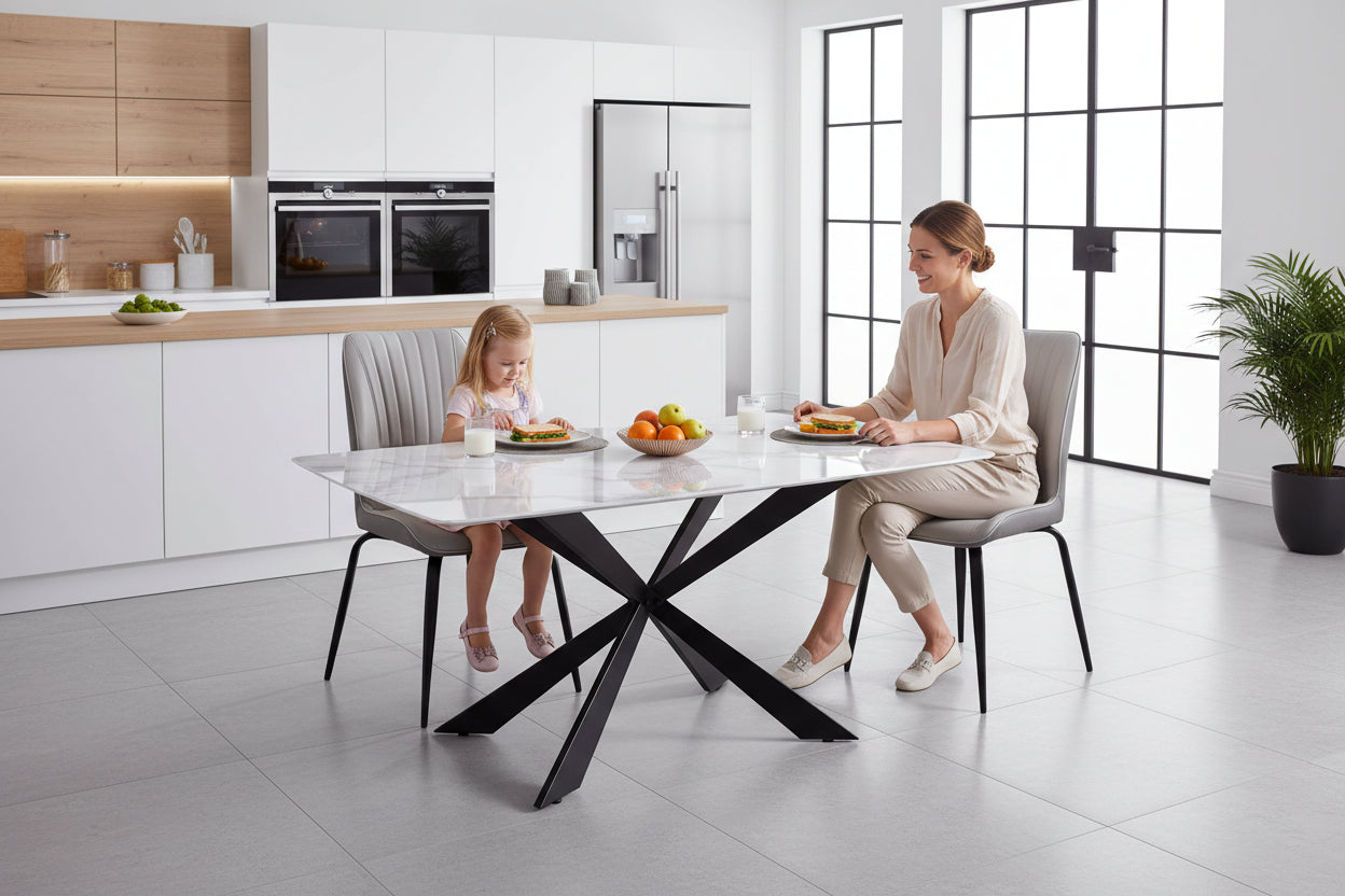 Leroy Grey Gloss Ceramic Dining Table - 160cm