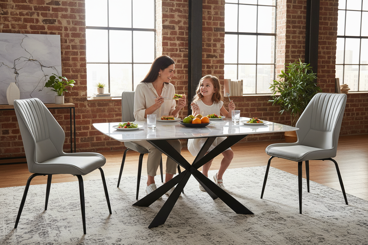 Leroy Grey Gloss Ceramic Dining Table - 160cm