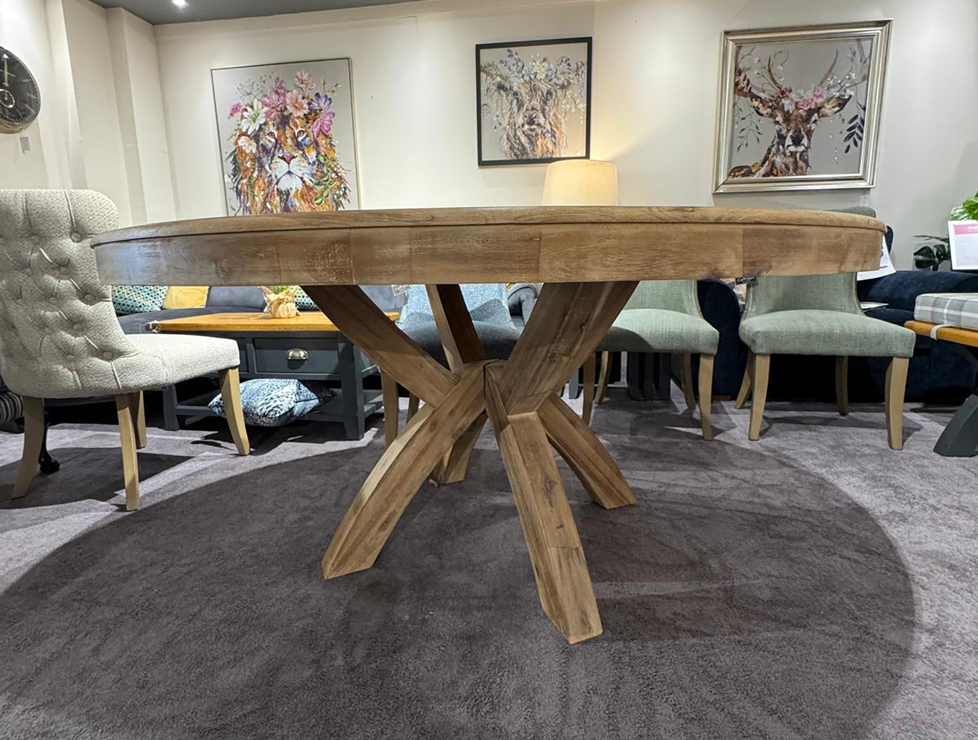 Lexington 1.6 Metre Washed Oak Round Dining Table