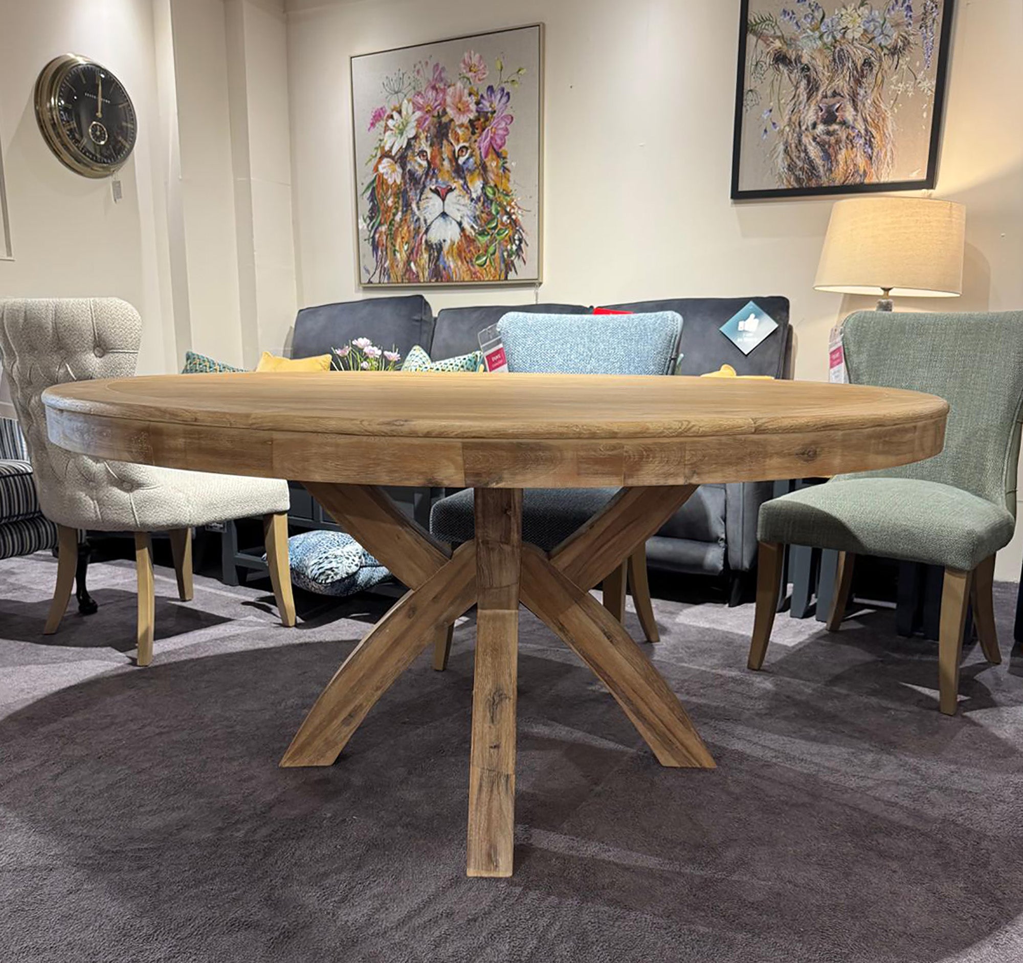 Lexington 1.6 Metre Washed Oak Round Dining Table