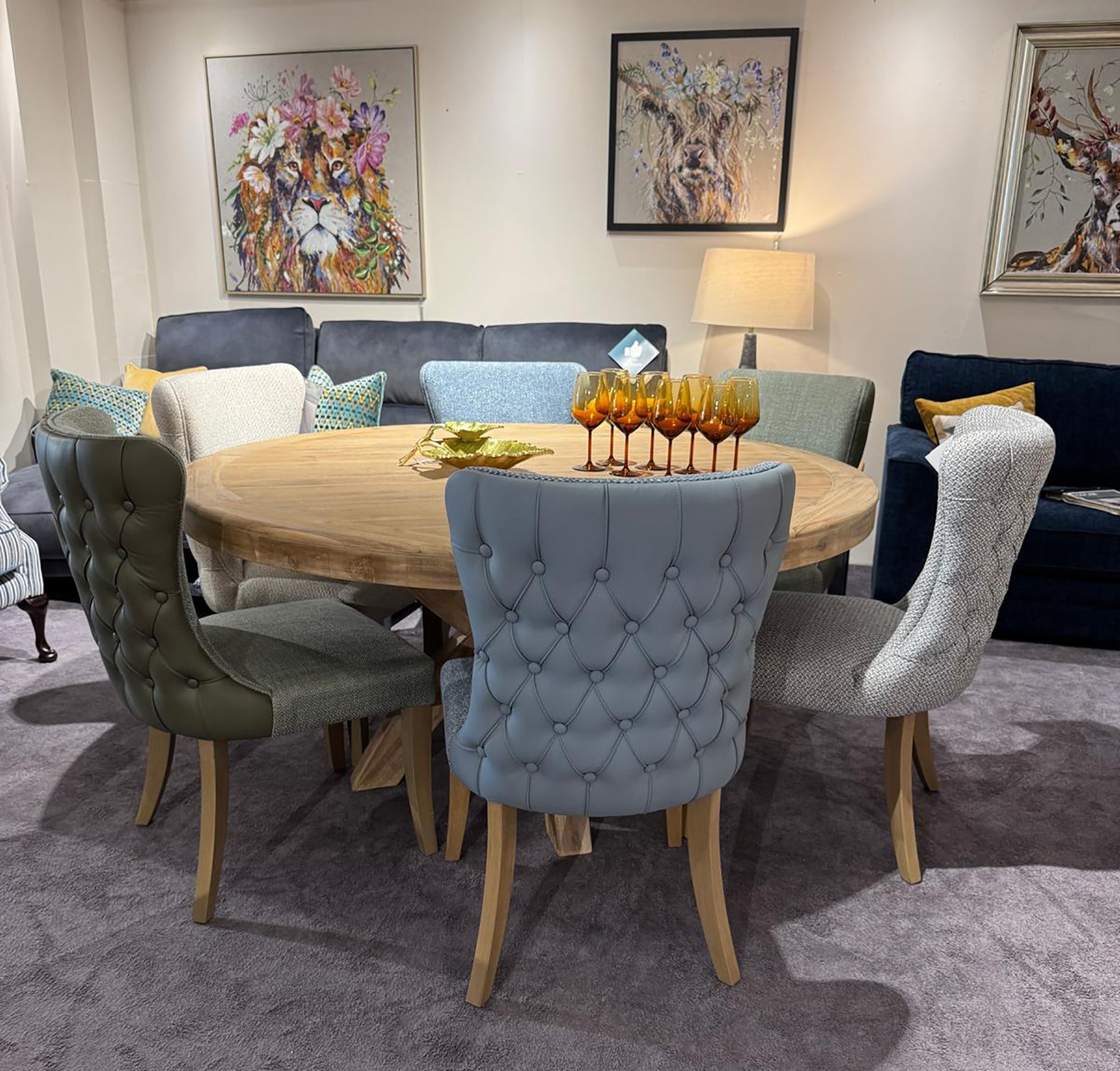 Lexington 1.6 Metre Washed Oak Round Dining Table