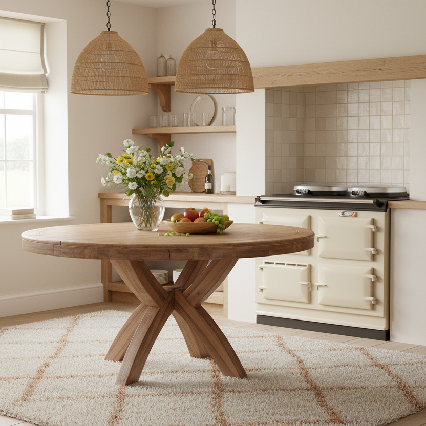 Lexington 1.6 Metre Washed Oak Round Dining Table